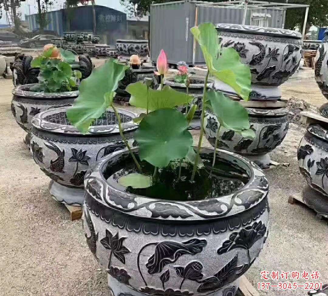 重庆睡莲石浮雕花盆雕塑公园景观雕塑