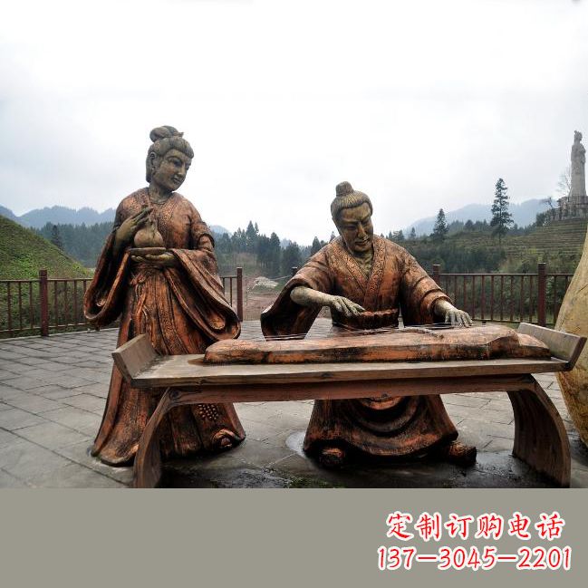 重庆司马相如与卓文君铜雕塑像-城市广场历史名人情景雕塑