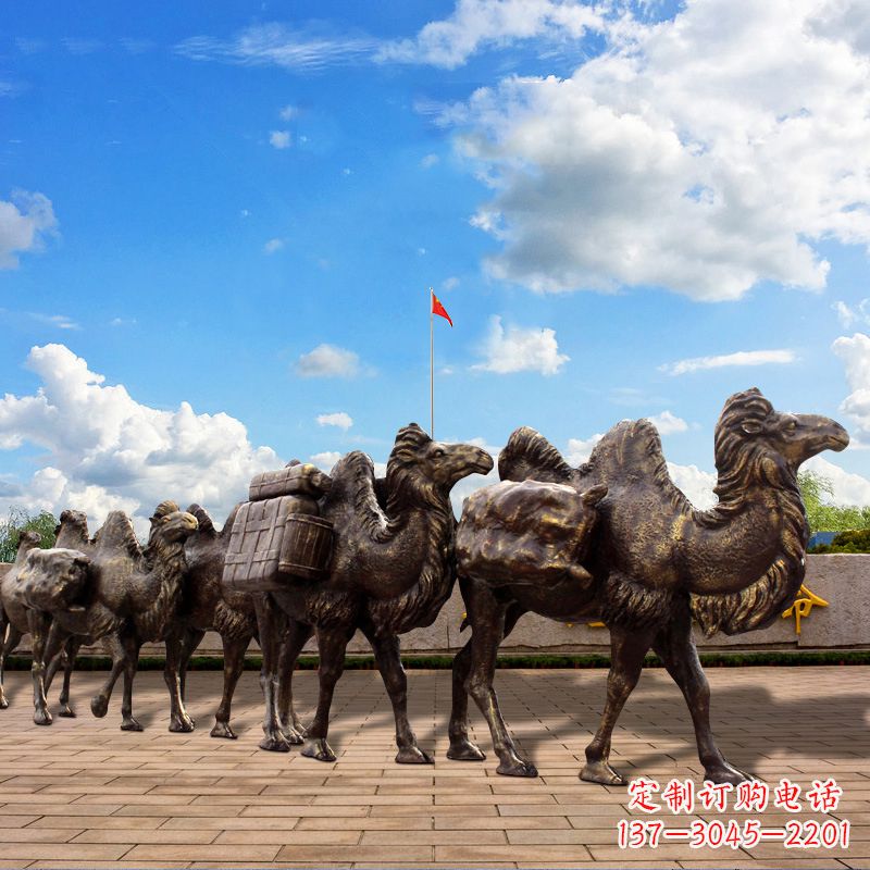 重庆丝绸之路骆驼队仿铜景观雕塑