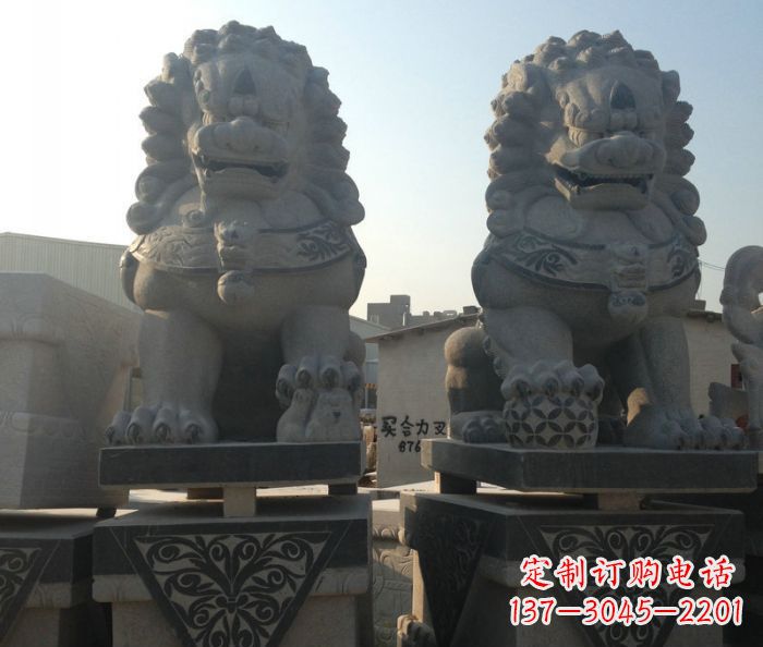 重庆寺庙景观仿古石狮子 (2)