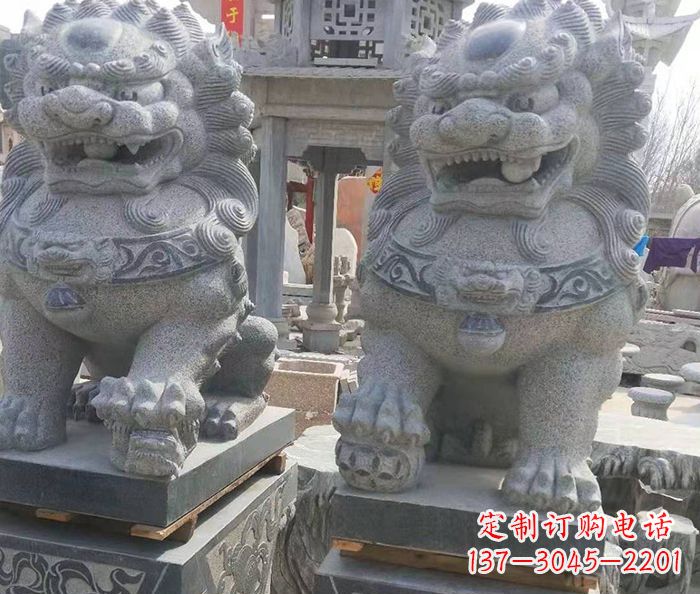 重庆寺庙景观仿古石狮子 (3)