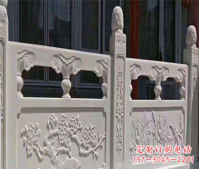 重庆寺庙景观汉白玉石浮雕栏板 (2)