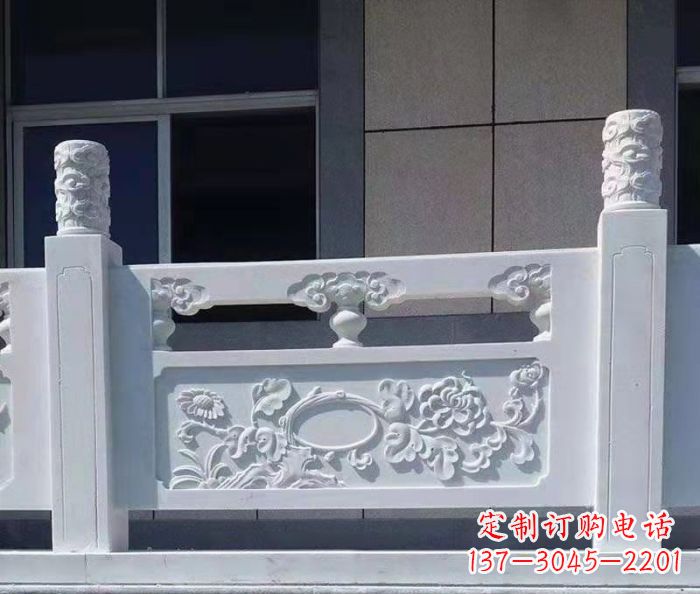 重庆寺庙景观汉白玉石浮雕栏板 (4)