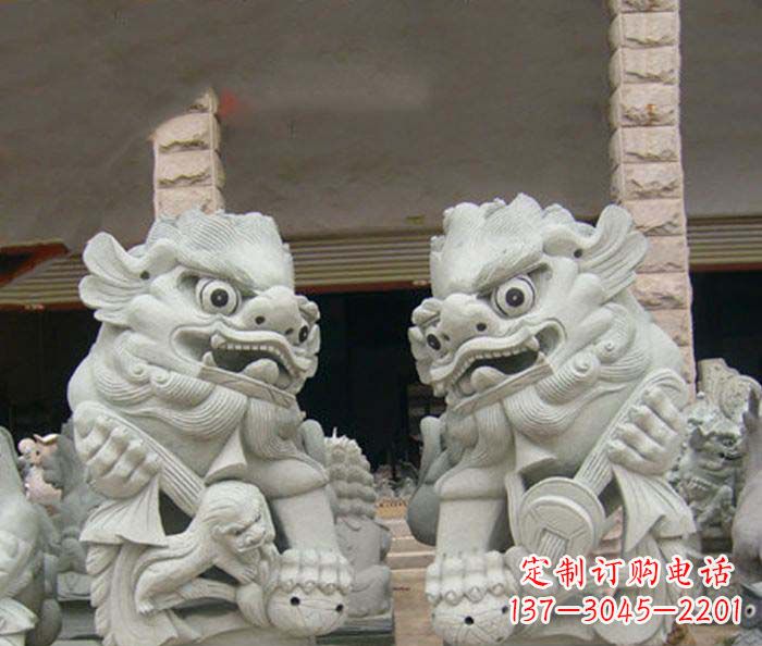 重庆寺庙景观南方狮子石雕 (2)