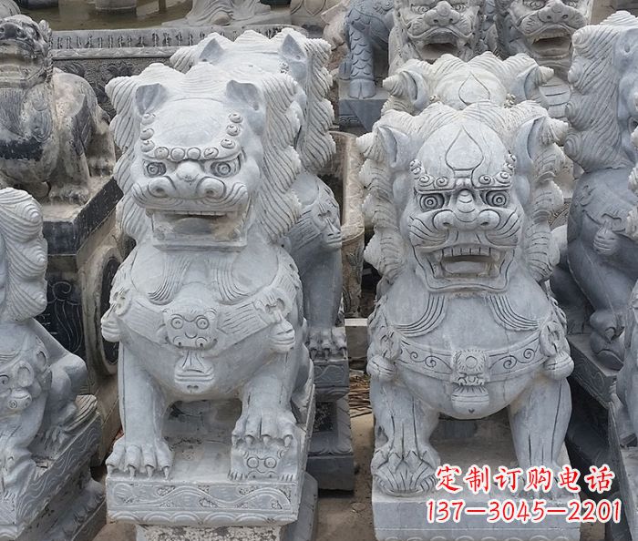 重庆寺庙青石狮子石雕