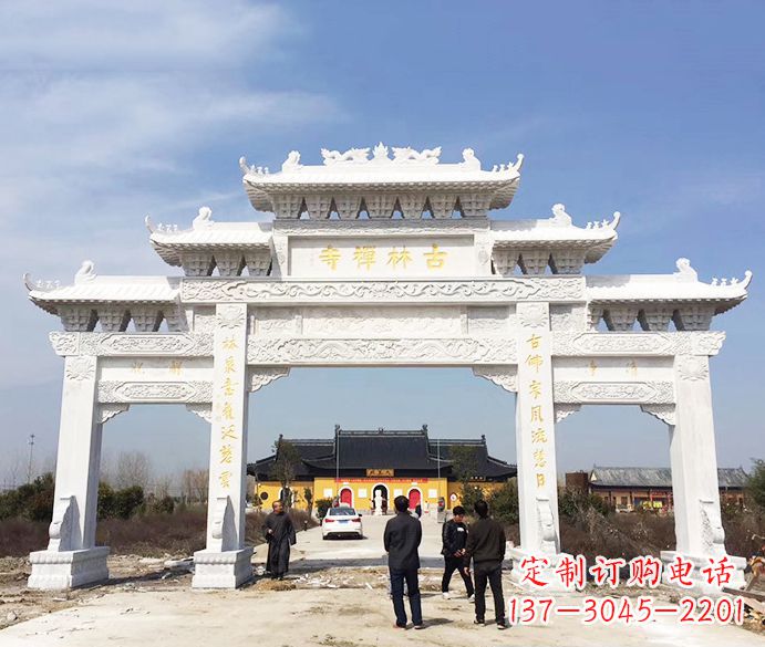 重庆寺庙三门五楼石牌坊石雕_2