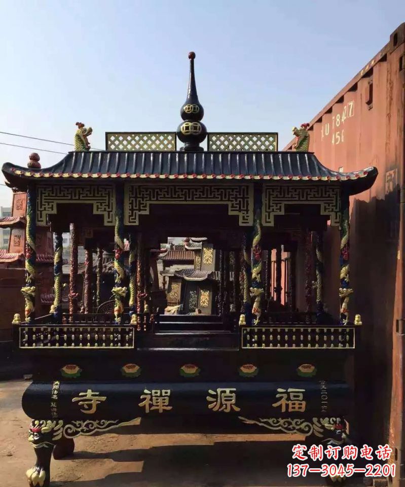 重庆寺庙香炉铜雕 (2)