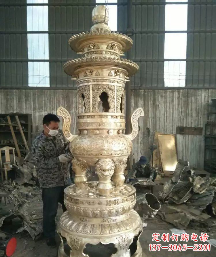 重庆寺庙香炉铜雕 (5)