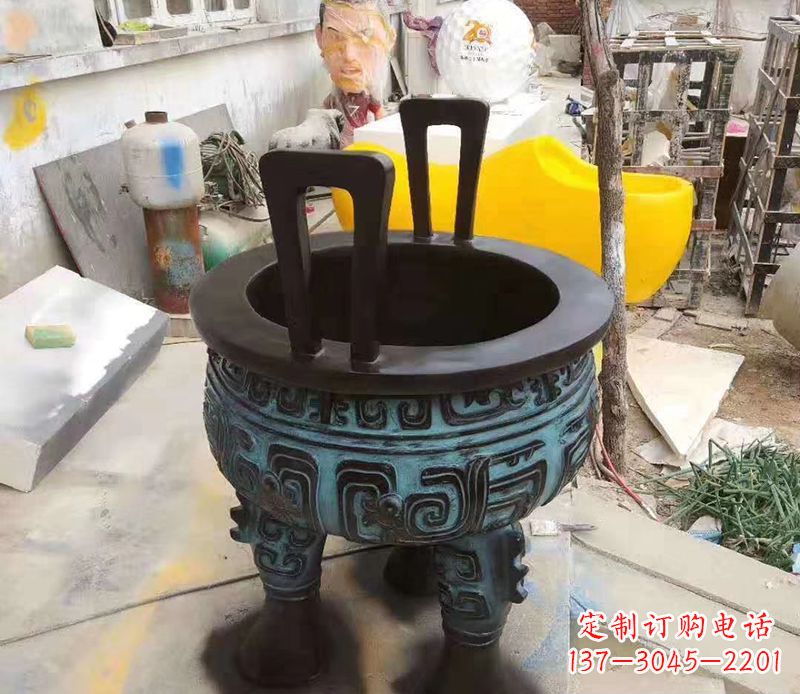 重庆寺庙圆型铜雕香炉