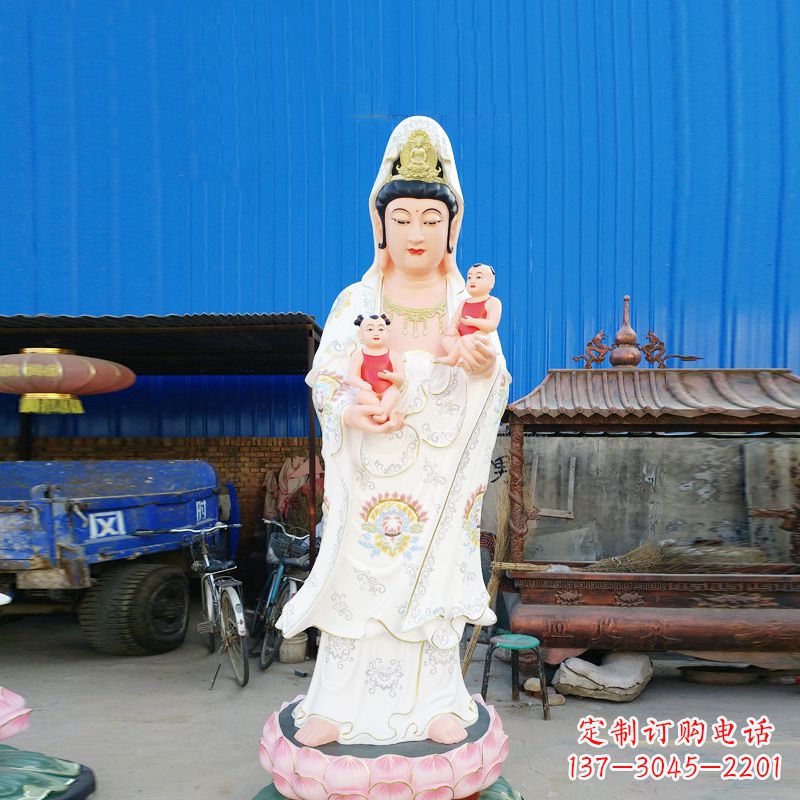 重庆送子观音彩绘玻璃钢雕塑