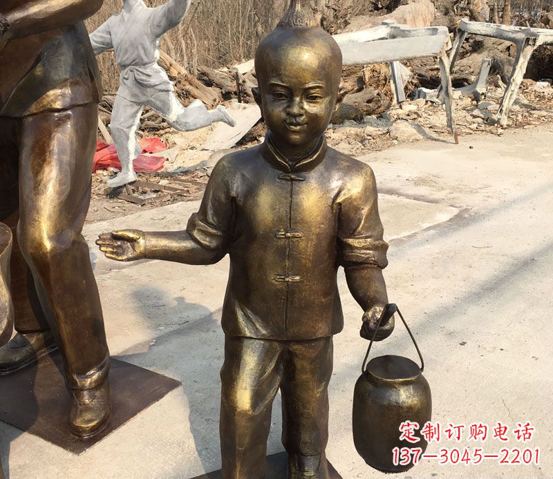 重庆提灯笼的小男孩铜雕