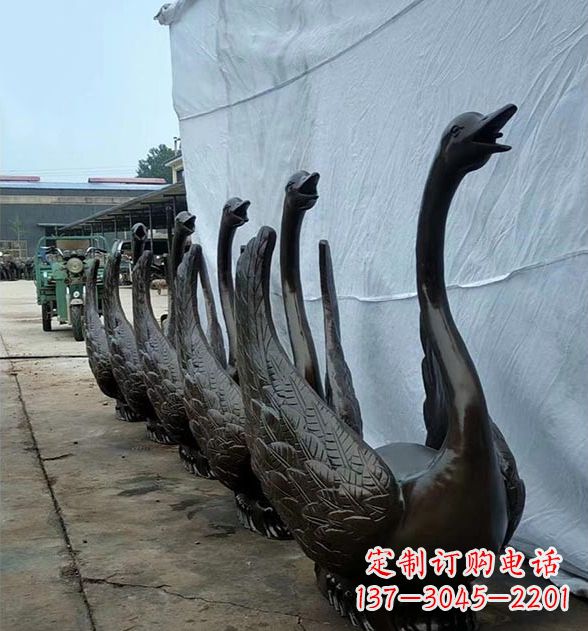 重庆天鹅喷泉铜雕,园林喷泉水景流水组件