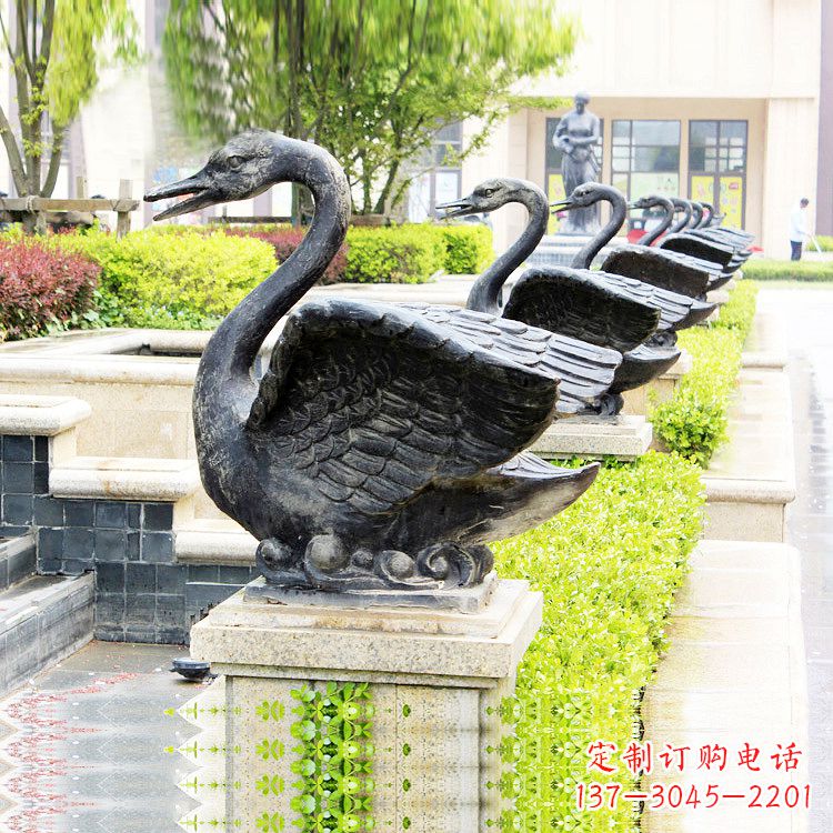 重庆天鹅铜雕喷水喷泉-纯铜铸造公园水渠水景动物雕塑