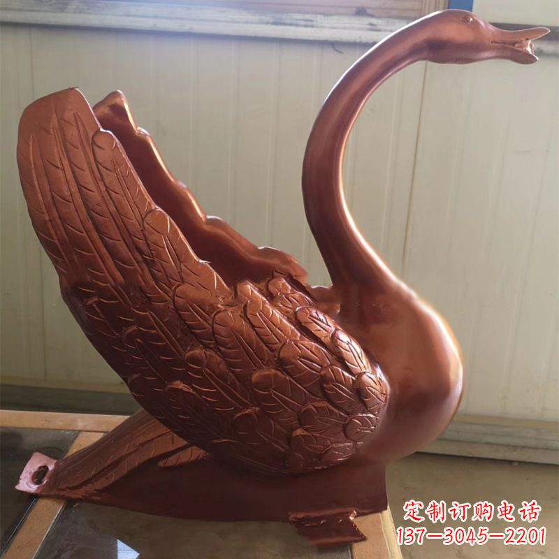 重庆天鹅铜雕塑，喷泉吐水天鹅装饰摆件