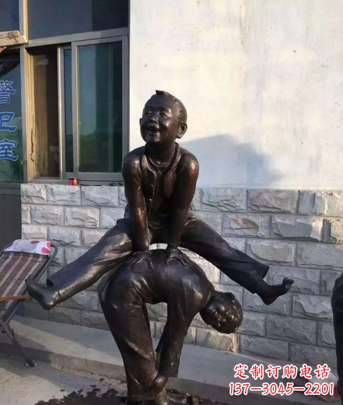 重庆跳马儿童铜雕 (2)