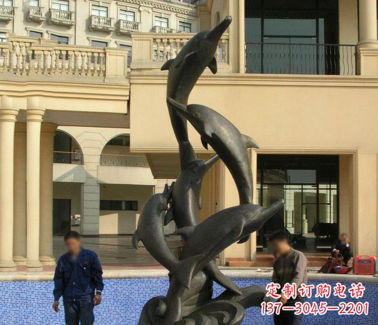 重庆跳跃海豚景观铜雕