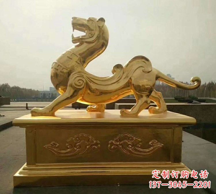 重庆贴金古代神兽青龙雕塑