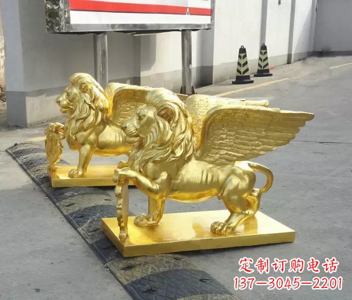 重庆贴金圣马可飞狮铜雕