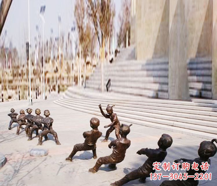 重庆铜雕拔河儿童游戏雕塑