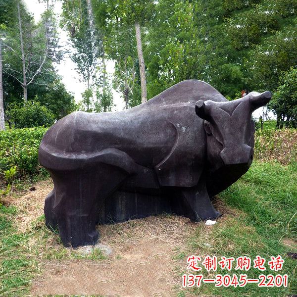 重庆铜雕抽象牛-公园草坪水牛雕塑