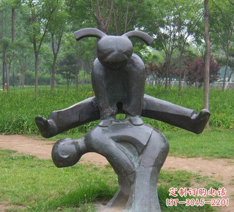 重庆铜雕抽象跳山羊儿童
