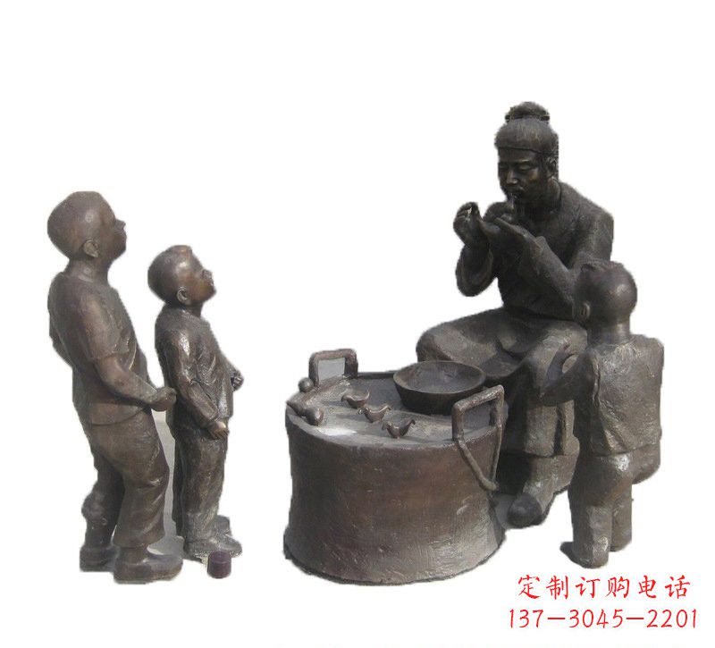 重庆铜雕吹糖人的古代人物