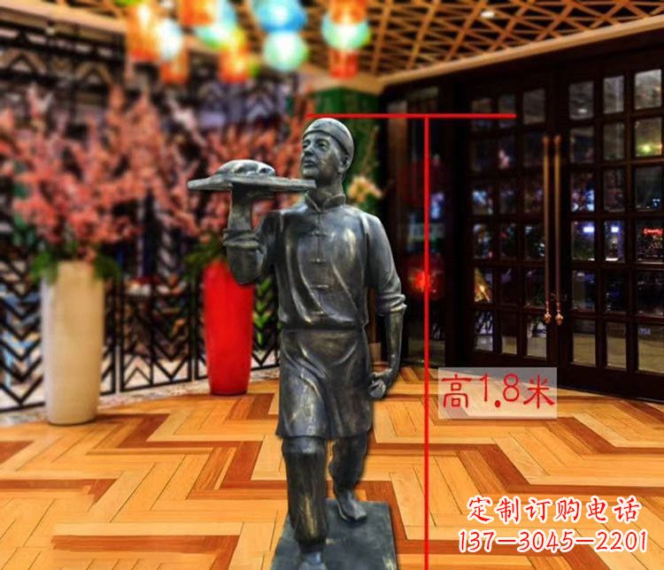 重庆铜雕店小二人物雕塑 (2)