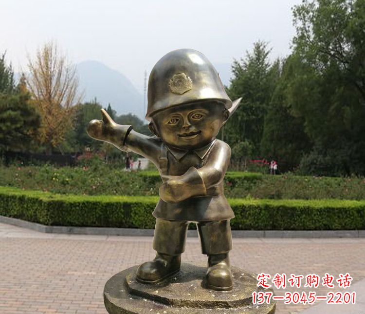 重庆铜雕儿童交通警察