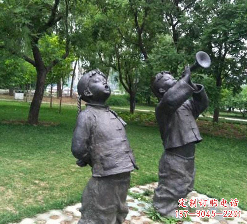 重庆铜雕儿童吹唢呐