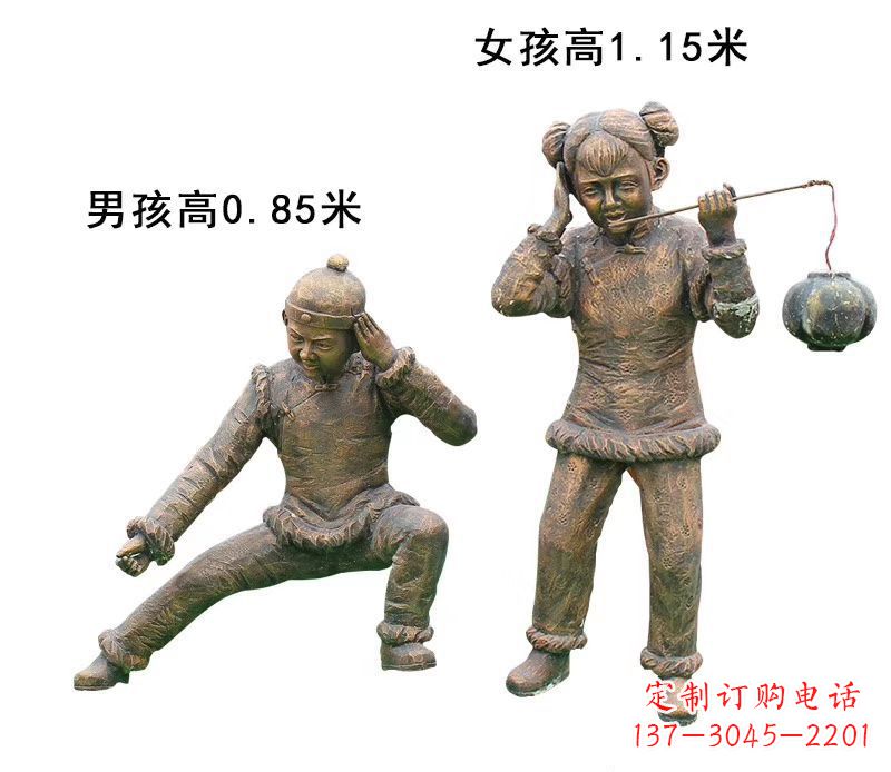 重庆铜雕放鞭炮的儿童童趣雕塑