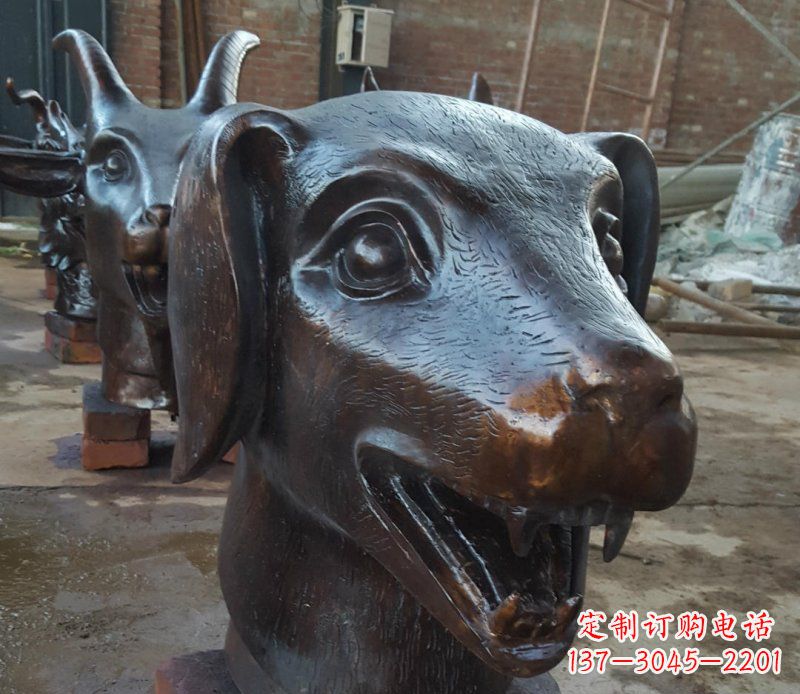 重庆铜雕广场生肖动物头像装饰摆件