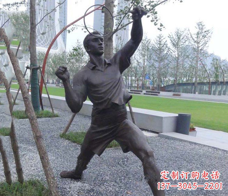 重庆铜雕户外公园打羽毛球运动人物摆件