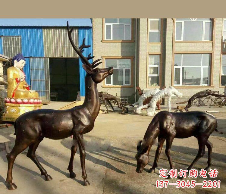 重庆铜雕户外公园动物雕塑鹿摆件 (2)