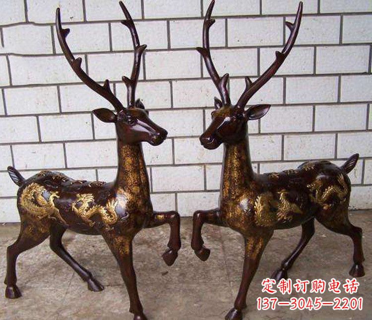 重庆铜雕吉祥复古梅花鹿雕塑摆件
