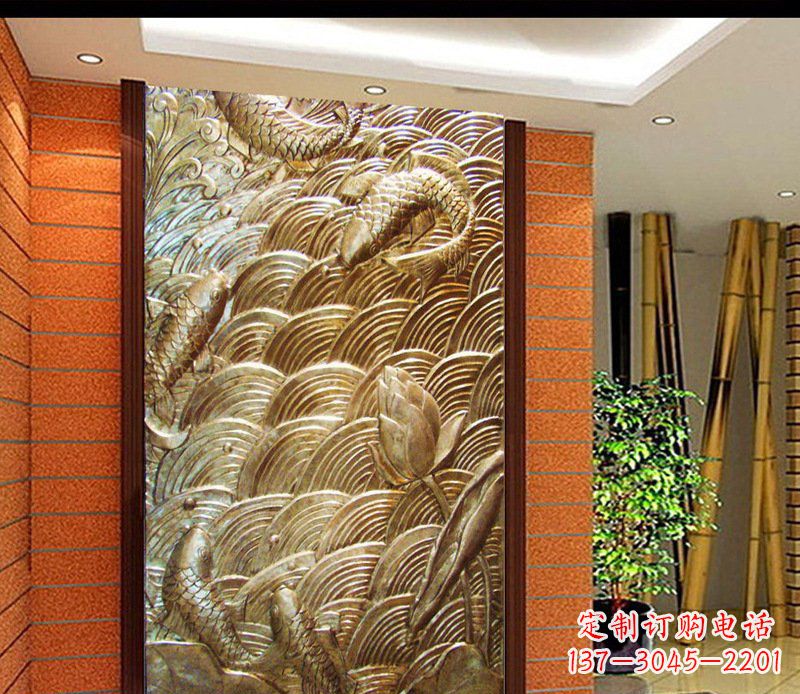重庆铜雕酒店锻造鲤鱼壁画景观摆件