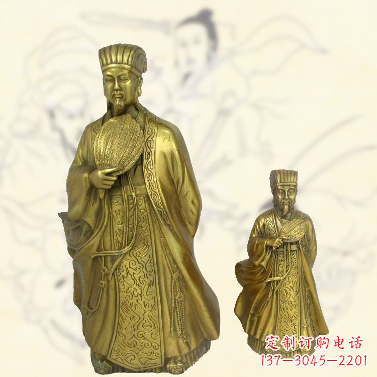重庆铜雕名人诸葛亮雕像-纯铜铸造三国人物雕塑