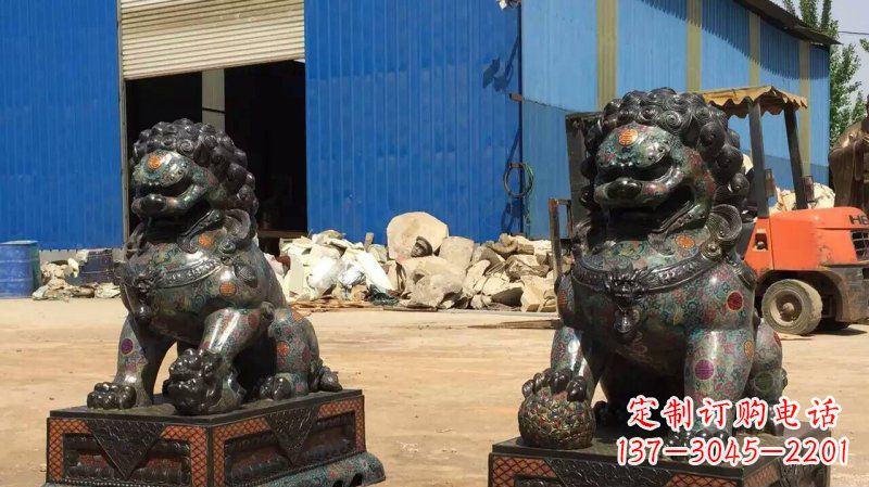 重庆铜雕企业招财狮子雕塑摆件