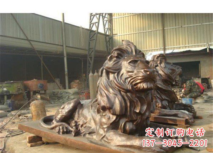 重庆铜雕狮子公司门口雕塑