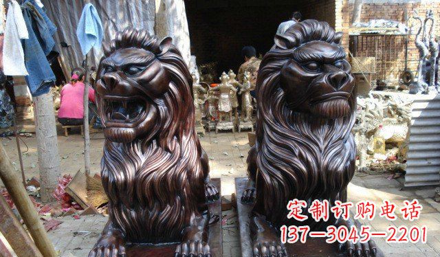 重庆铜雕狮子公司门口雕塑 (2)