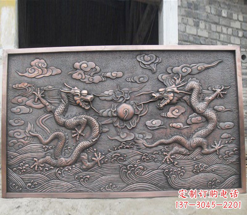 重庆铜雕双龙壁画景观摆件