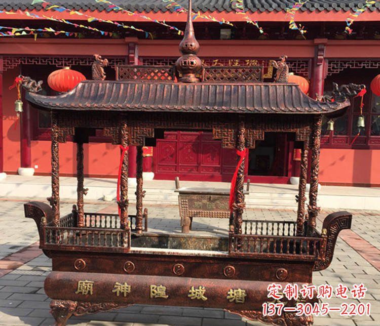 重庆铜雕寺庙佛光普照香炉雕塑摆件