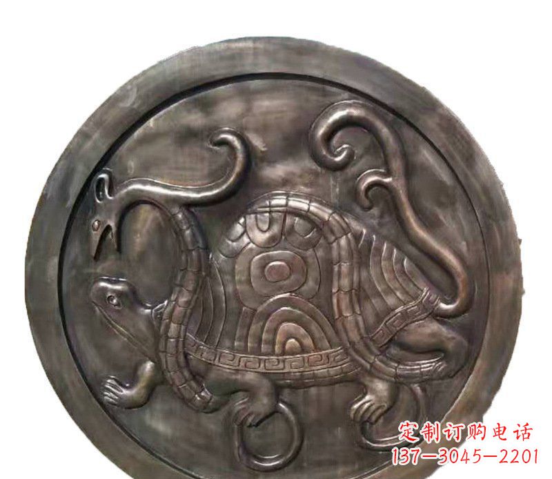 重庆铜雕乌龟与蛇壁画摆件