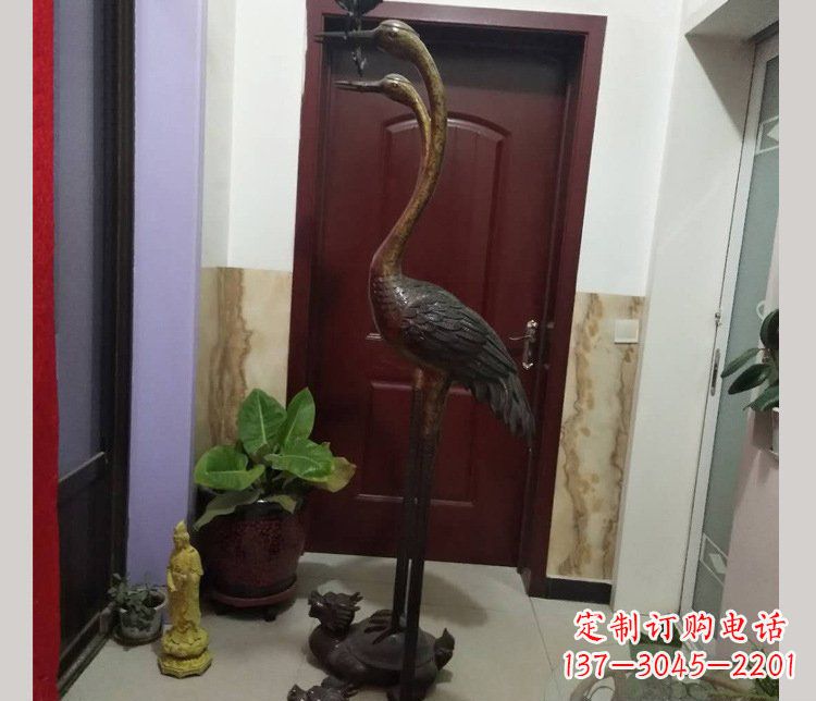 重庆铜雕仙鹤踩龟雕塑摆件 (2)