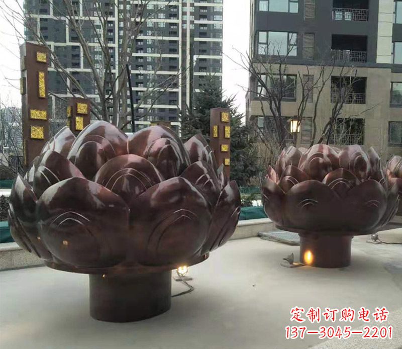 重庆铜雕小区景观荷花