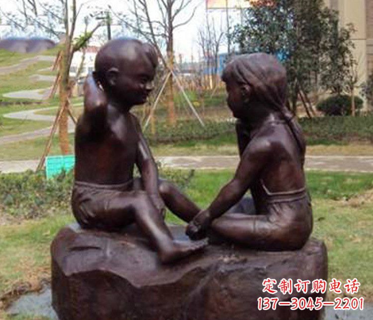 重庆铜雕小区玩游戏儿童雕塑