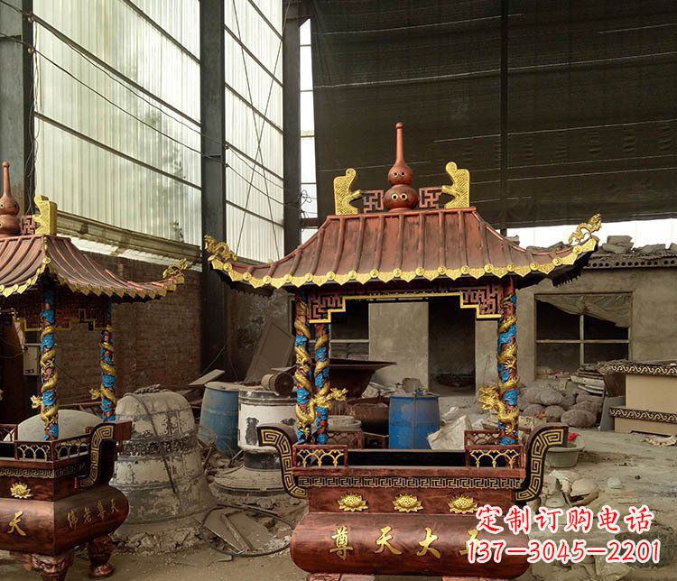 重庆铜雕小型寺庙香炉摆件