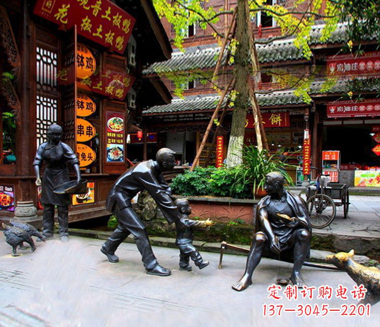 重庆铜雕学走路儿童街道人物雕塑