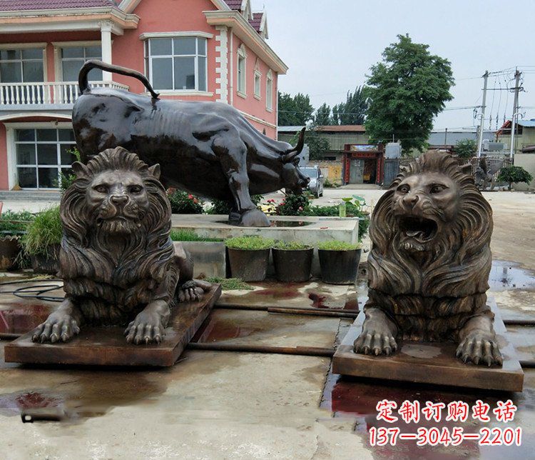 重庆铜雕银行门口狮子雕塑摆件