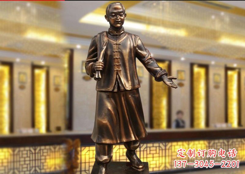 重庆铜雕迎宾人物店小二