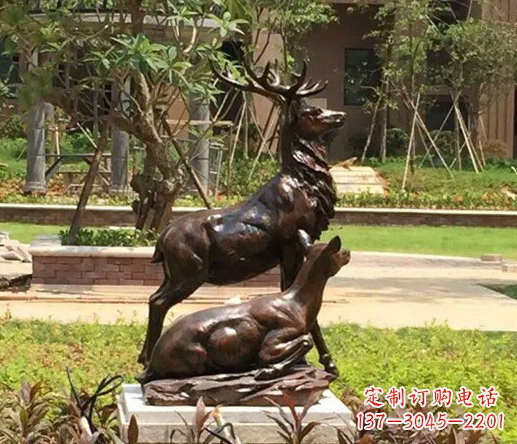 重庆铜雕园林梅花鹿雕塑摆件